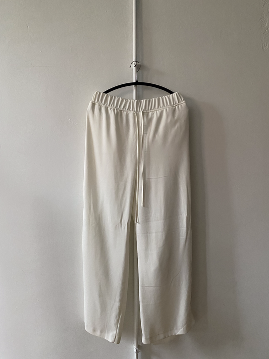 Beige Flowy Wide Leg Pants